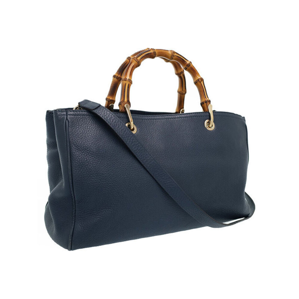 Gucci 2way Shopper Leather Tote Bag Bamboo